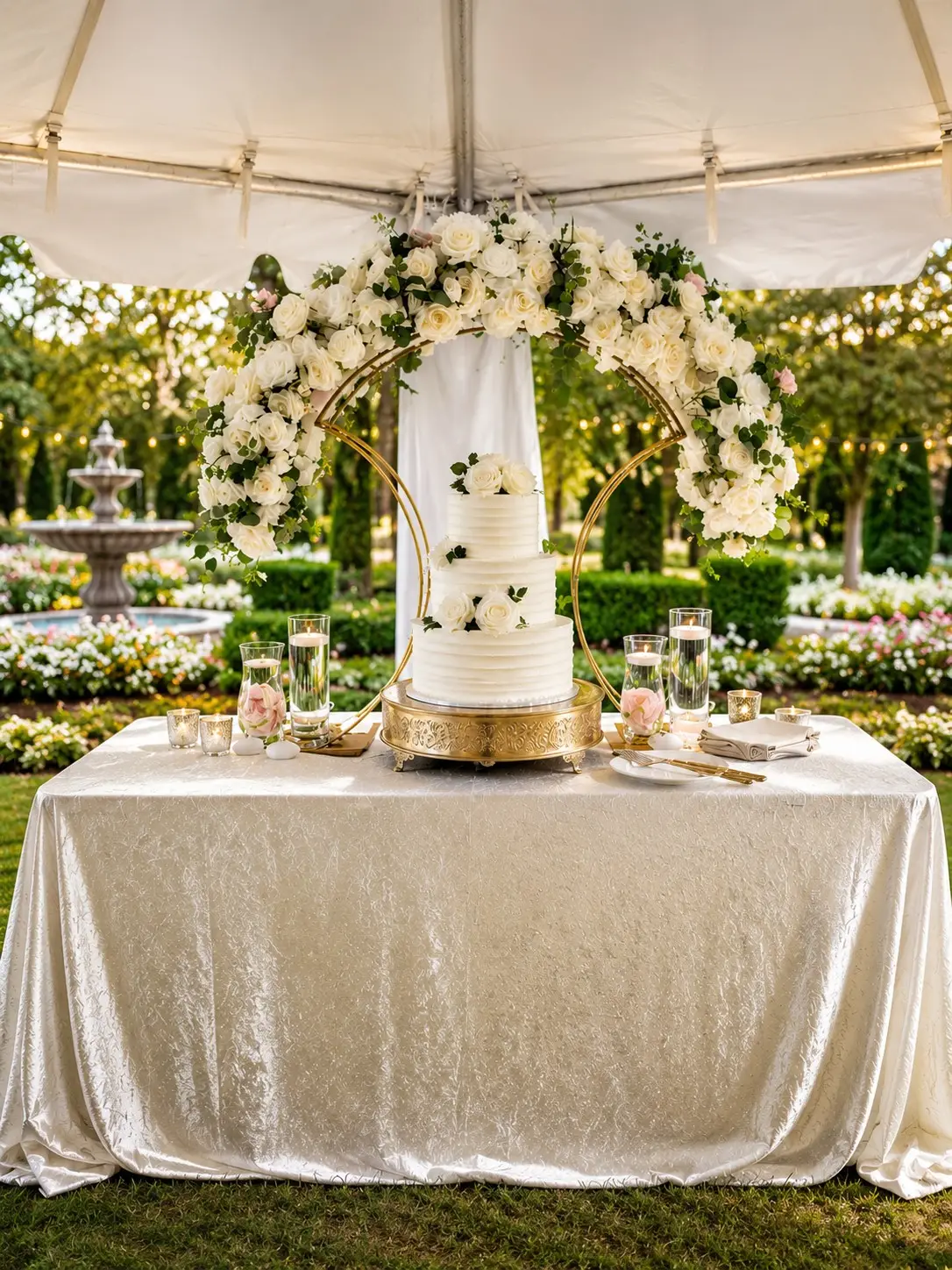 Decorated cake table display at a celebration